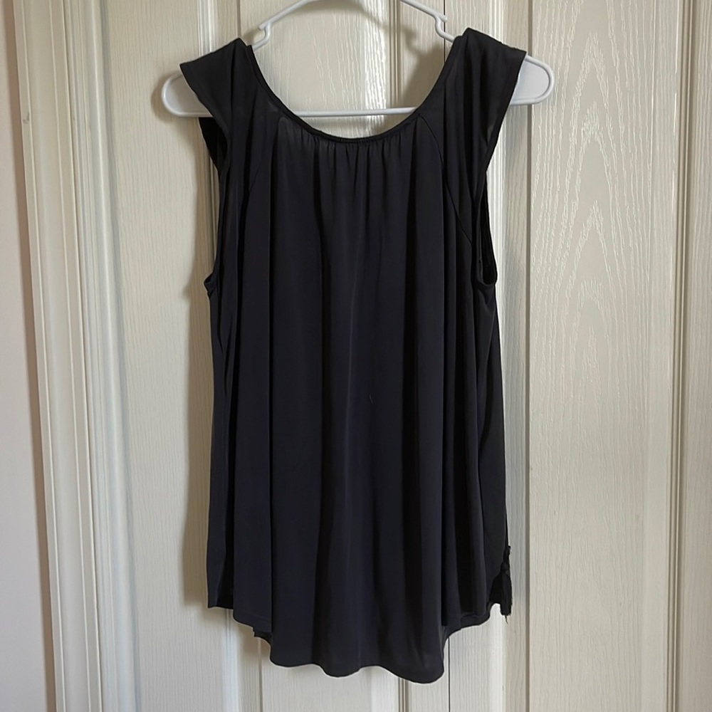 LOFT grey flutter sleeve blouse, size M